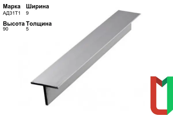 Алюминиевый профиль Т-образный 9х90х5 мм АД31Т1