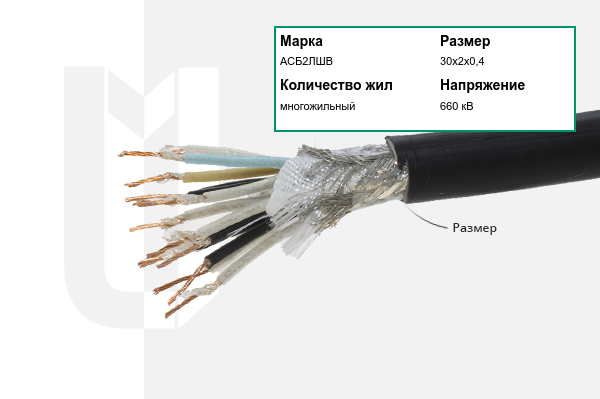 Силовой кабель АСБ2ЛШВ 30х2х0,4 мм