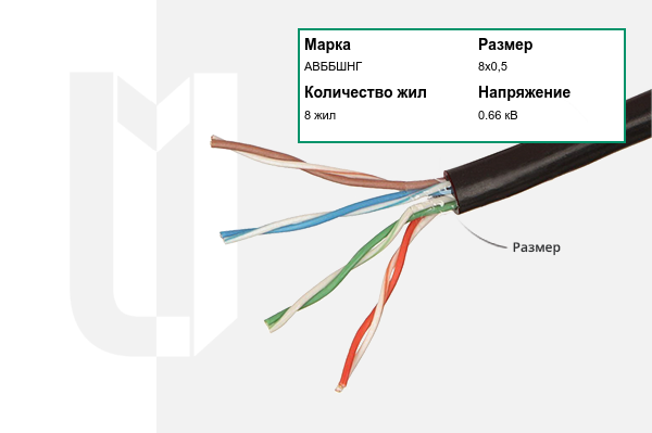 Силовой кабель АВББШНГ 8х0,5 мм