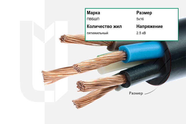 Силовой кабель ПВБШП 5х16 мм