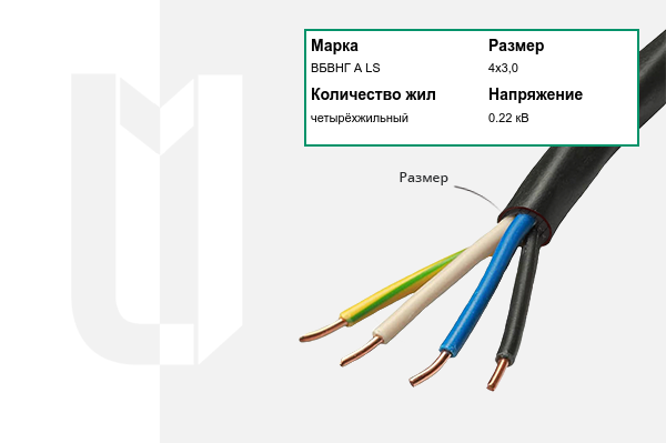 Силовой кабель ВБВНГ А LS 4х3,0 мм